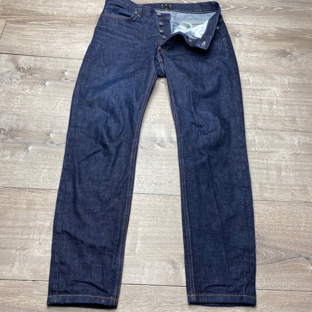 ASKET Jeans The Raw Denim Mens 31/30 Blue Organic Cotton Japanese Fabric Italy